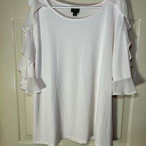 Pre-owned Worthington White Ruffle Sleeve Blouse size xxl